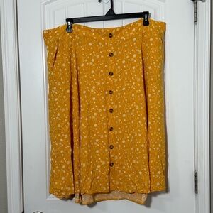 torrid Mustard Yellow Floral Button-Front Midi Skirt